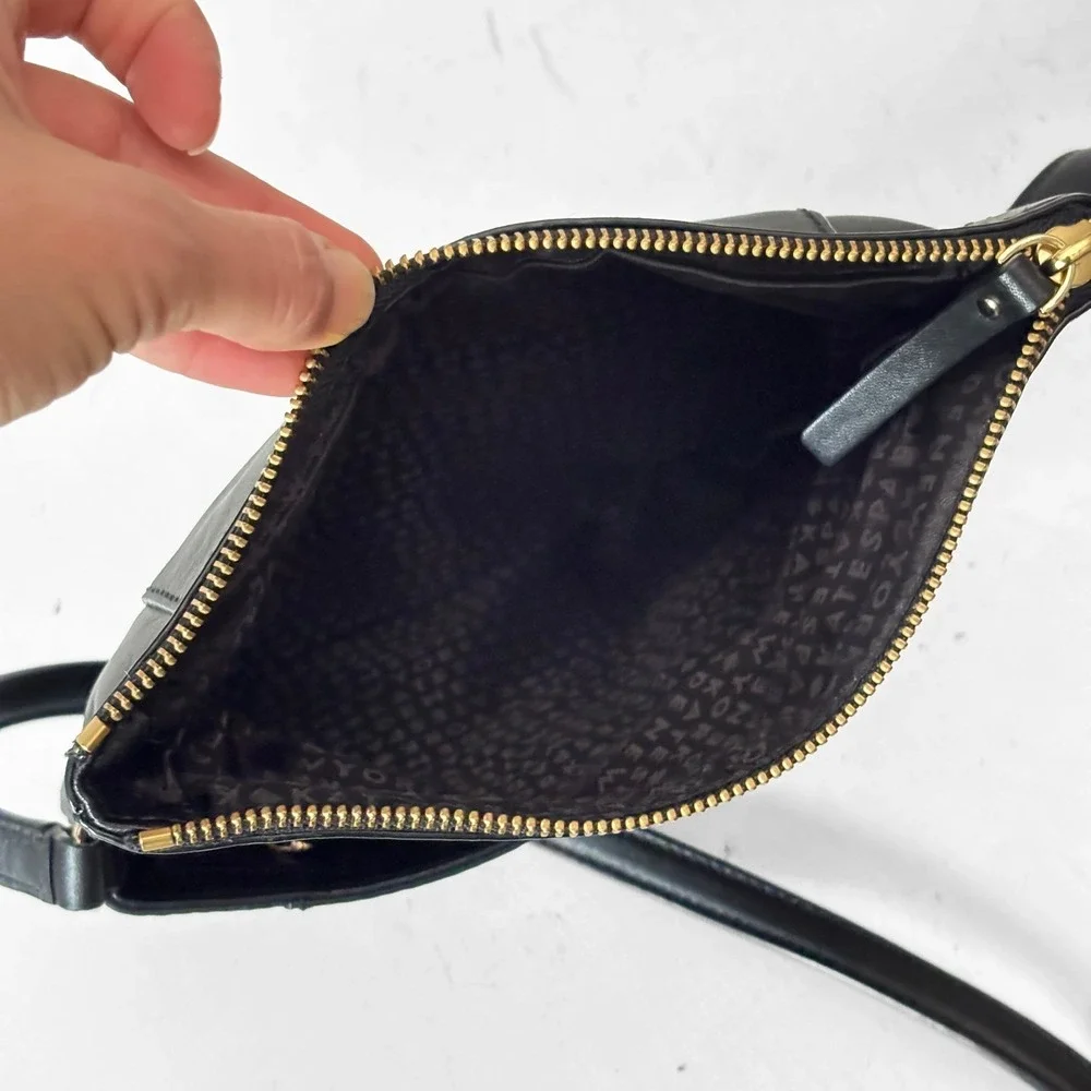Kate Spade New York Black Leather Crossbody‎ Bag WKRU2593 Gold Hardware